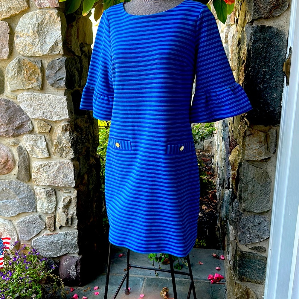 Adorable Lilly Pulitzer royal and light blue striped knit dress! EUC